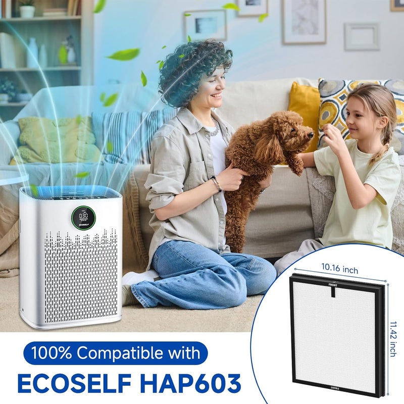 Sinnya 2 Pack HAP-603/HAP-603WF Replacement Filter Fit for ECOSELF Air Purifier Filter Replacement for ECOSELF HAP603 / HAP603WF Air Purifier, for Home Large Room with Smart Mode, # RFHAP603 White - Image 2